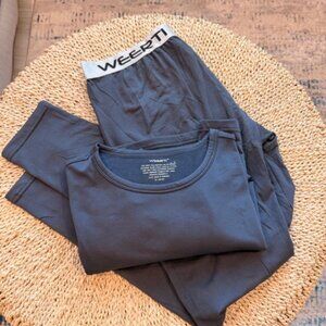 2 sets of New Never Worn Mens Gray Fleece Lined Thermal Underwear/Long Johns, L